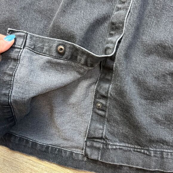 ASOS DESIGN | short sleeve denim shirt dress in washed black size 4 - Picture 7 of 11